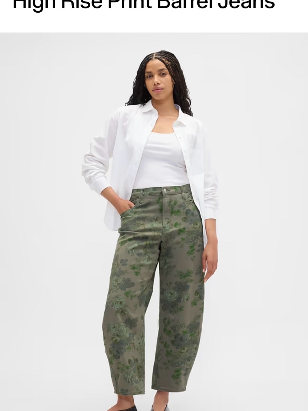 GAP Olive Green Floral Wide-Leg Pants